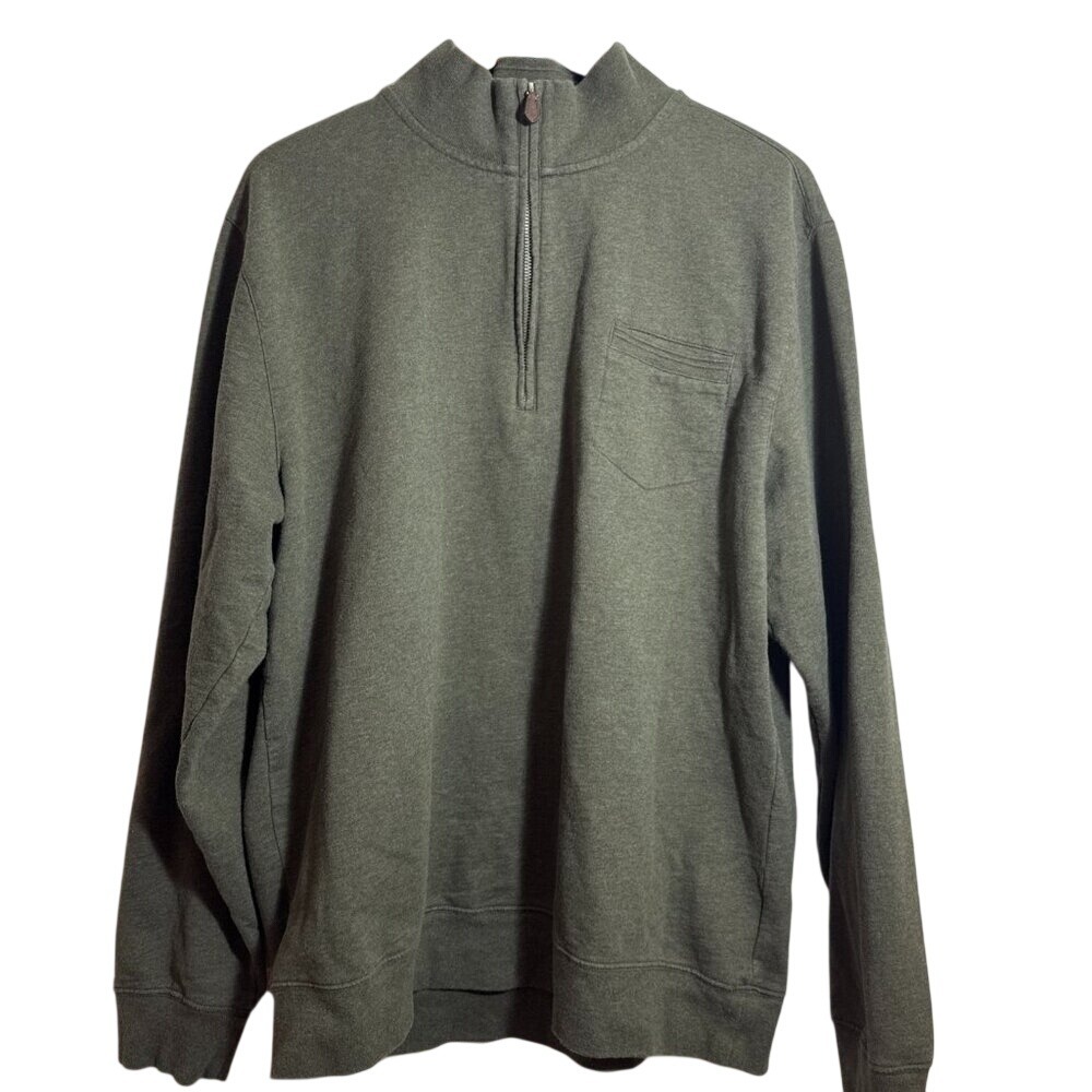 Brooks Brothers Men Quarter Zip Sweatshirt Green Mock Neck XL